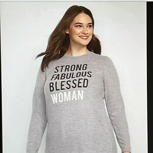 Strong Fabulous Blessed Woman Graphic Top- Lane Bryant- Size 18/20 - Grey